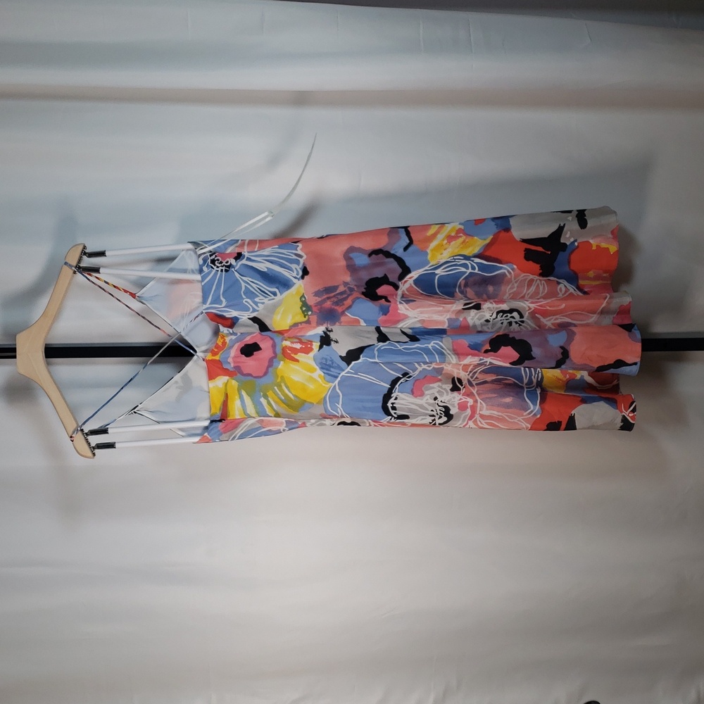 100% Silk Floral Watercolor Dress SZ 6 - Picture 2 of 5